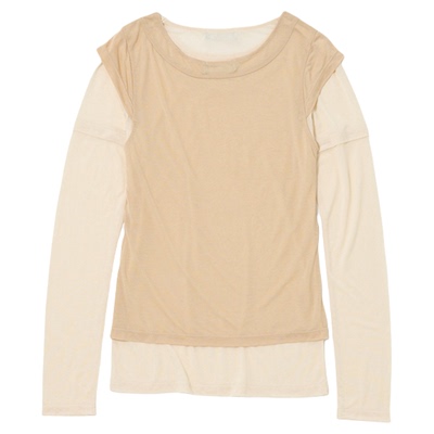 MOUSSY早秋新品优雅双色拼接莱赛尔修身长袖T恤010IA280-2181