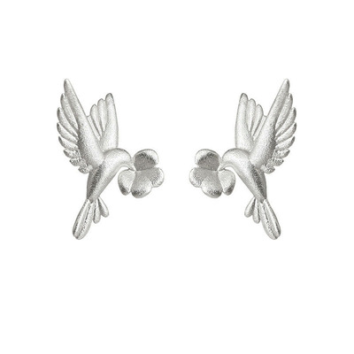 Dopamine Vault」燕燕于飛.哑光飞鸟花朵耳钉小众清冷设计感耳夹