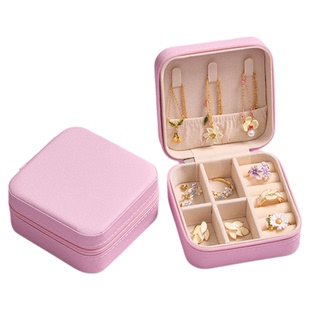 Juicy Grape粉紫便携项链戒指珠宝饰品首饰旅行皮革小型收纳盒