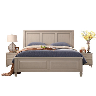 特价美式轻奢浅灰色红橡木全实木床1.8米卧室气压箱体储物双人床