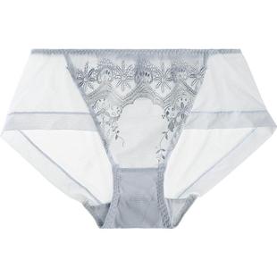 夏娃之秀性感蕾丝内裤女士柔软刺绣中腰薄款透气性感提臀收腹短裤