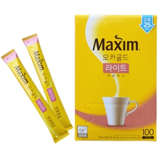 韩国麦馨maxin减糖咖啡light黄摩卡三合一速溶100条盒装学生提神