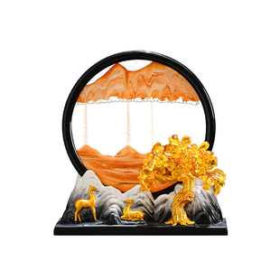 招财鹿流沙画摆件家居客厅酒柜装饰品玄关电视柜新房乔迁新居礼品