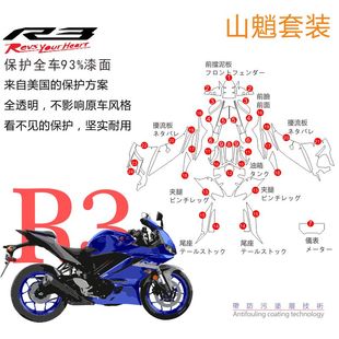 适用雅马哈R3改装油箱贴钥匙孔大灯仪表全套贴透明保护膜汽车同款