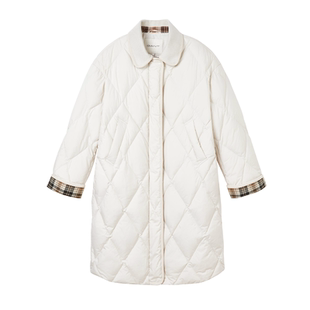 GANT/甘特秋冬季新款女士中长款菱格复古老钱风翻领羽绒服外套