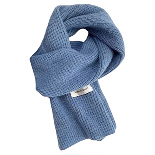 神仙藤井树同款雾霾蓝色围巾女款2025新款冬韩系冬季氛围感围脖女