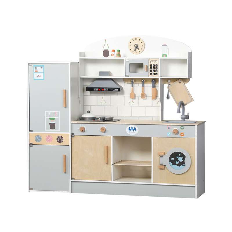 儿童大号厨房玩具带声光木质冰箱