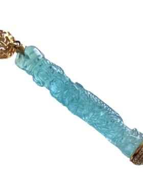 碧玺原石吊坠18K金镶嵌老矿天然