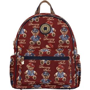 【第五空间舱】DANNYBEAR轻奢七彩提花布小熊贵族红双肩包大背包