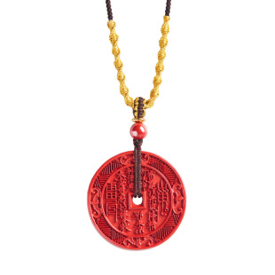 山鬼花钱吊坠官方旗舰店2026马年本命年护身符男朱砂吊坠女款项链