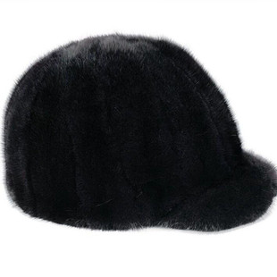 俄罗斯风格真水貂毛骑士帽男女冬季棒球鸭舌貂皮帽子爷爷爸爸貂帽
