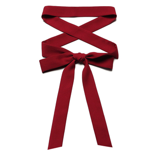 酒红色雪纺丝带腰带丝巾长条细长绑包飘带通用发带进口雪纺手工制