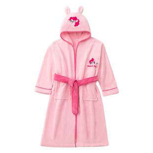 小马宝莉儿童浴袍女童速干浴巾斗篷可穿式卡通家居服厚款睡衣连帽
