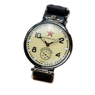 苏联手表库存机械铜壳Molnija闪电红星指挥官大表盘男表玻璃透底