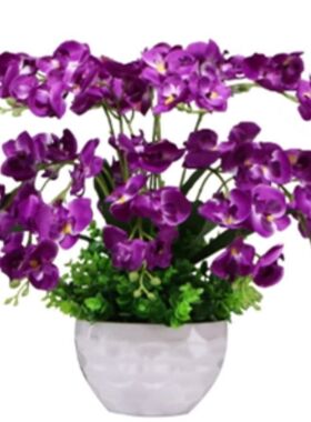 包邮蝴蝶兰花艺盆栽仿真干花套装饰假花绢花客厅餐桌摆设摆放花卉