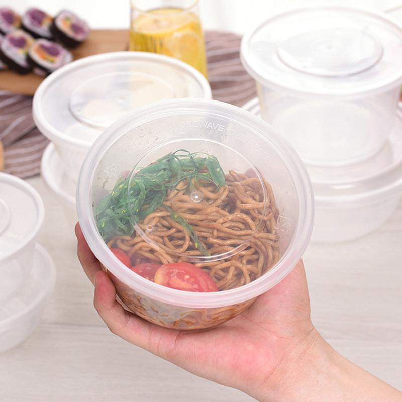 圆形1000ML一次性餐盒塑料加厚透明打包外卖饭盒快餐便当汤碗带盖