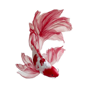 巨型锦鲤场景布置花国风新年装饰商常店铺橱窗吊饰商场美陈纸艺花