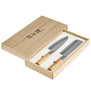 鹤家印TSURUYA刀具套装家用厨房组合抗菌菜刀不锈钢实木把手