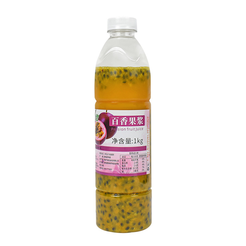 产地冷冻圆瓶百香果汁速冻百香果原汁果汁950ml 奶茶店饮品商用