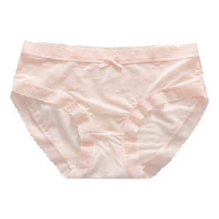 都市丽人超薄冰丝无痕内裤女士夏薄款2025新款蕾丝少女生粉三角裤