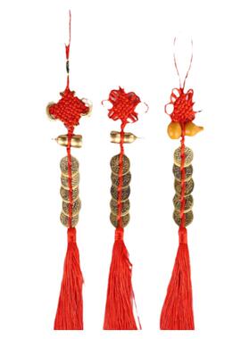 铜五帝钱挂件带葫芦款铜挂饰2.4cm铜钱家居工艺品挂件批发