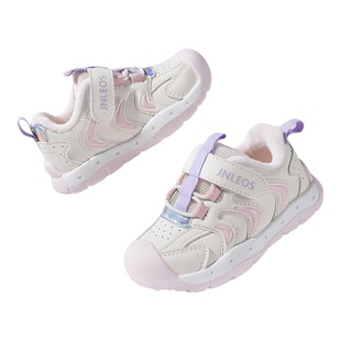 健乐熊2025冬款儿童加绒棉鞋男宝宝运动鞋子小白鞋女童学步机能鞋