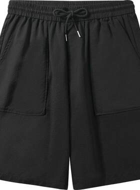 海澜之家旗下黑鲸纯色直筒休闲中裤男夏季宽松短裤男裤