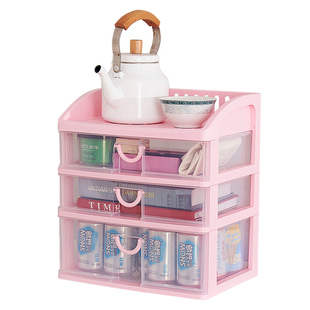 桌面零食收纳盒日式抽屉式整理柜透明客厅书本文件床头桌上收纳柜