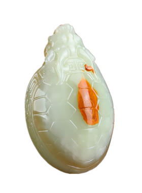 和田玉籽料长寿龙头龟手把件