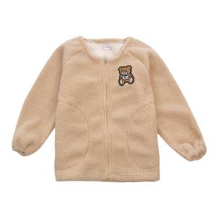 儿童冬季罩衣外套羽绒服加绒加厚泰迪绒长袖大童围裙宝宝连帽罩褂