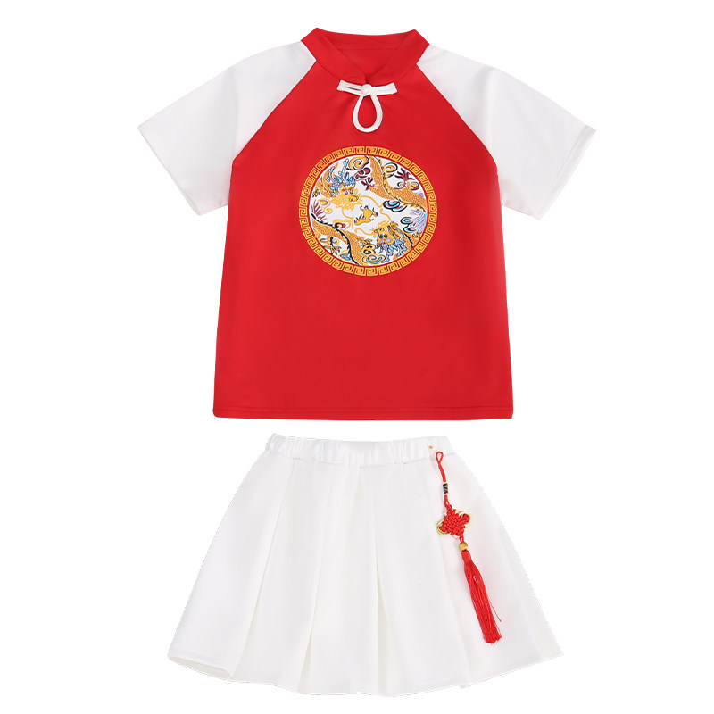 国庆儿童节啦啦队演出服小学生运动会汉服表演服幼儿园班服中国风