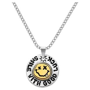 涂鸦潮牌笑脸项链男士复古嘻哈蹦迪吊坠高级感ins潮百搭中古配饰