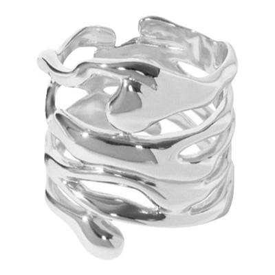 韩版几何镂空椭圆戒指女小众设计复古时尚不规则开口指环食指戒