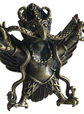 纯铜尼泊尔密宗金翅大鹏鸟护法挂件铜雕藏饰吊坠佛像口袋佛古玩铜