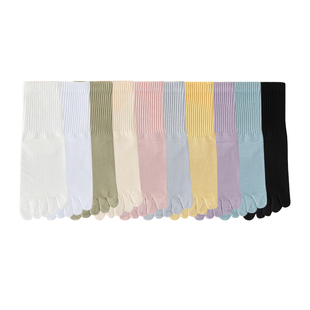 白色纯棉五指袜子女款中筒袜冬季棉袜吸汗抑菌防臭袜子分趾袜女