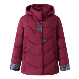 加绒加厚棉服女款2025新款冬季连帽中长款妈妈装超好看冬装厚外套