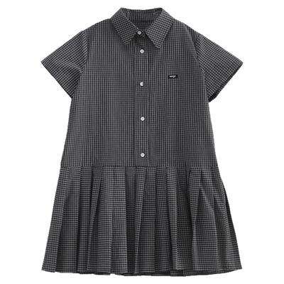 NNGZmiu系女童衬衫裙夏季设计师风儿童polo领连衣裙中大童百褶裙