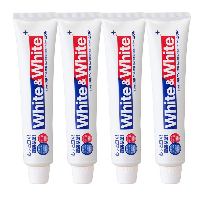日本LION狮王White&White薄荷味大白牙膏150g*4支 whitewhite牙膏