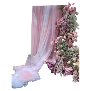 婚庆背景玉粉色纱幔舞台布置公主房间床头布置纱缦美容院吊顶曼纱