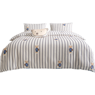 艾美家兔绒感暖暖加绒加厚保暖防静电秋冬季床单被套枕套四件套新