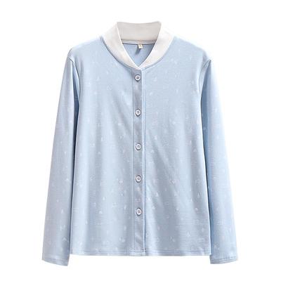 半高领护颈女士纯棉系扣上衣