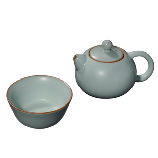汝窑西施壶茶壶套装景德镇陶瓷一壶一杯复古汝瓷家用茶具西子观月