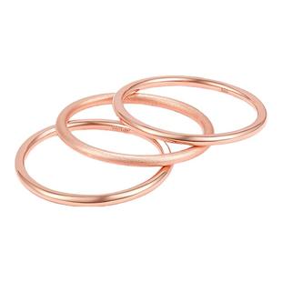 周六福18K金戒指女戒细圈玫瑰金au750叠戴素圈女款多彩金新年礼物