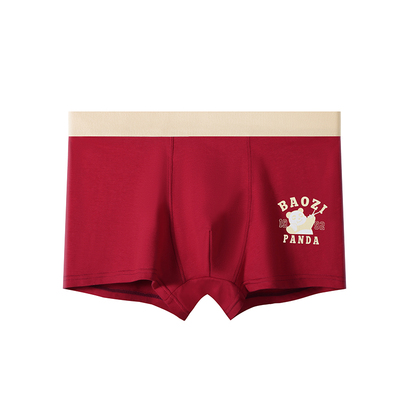 纯棉男士本命年大红色平角裤内裤