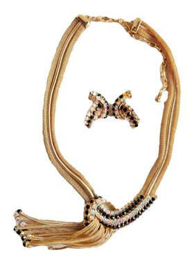 金色链条打结流苏项链