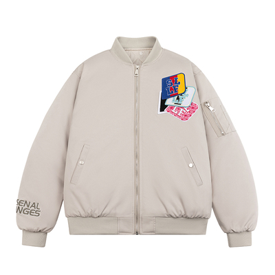 秋冬季飞行员夹克棉服外套美式复古刺绣魔术贴宽松棒球服男女情侣