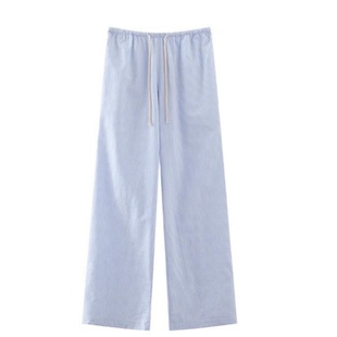 BrandyGirl新款高腰条纹系带长裤bm裤子小清新阔腿裤直筒裤休闲裤