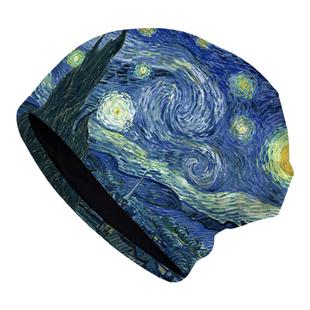 梵高文森特星空名画系列艺术生复古满印包头帽子男女保暖套头棉帽