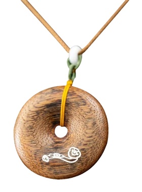 天然柬埔寨菩萨棋沉香平安扣吊坠