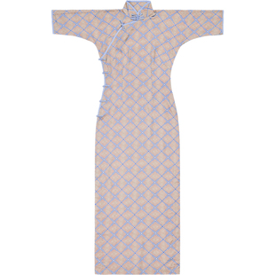 茉茉春夏 完全无袖有省半开襟包边中长款 复古日常棉绸旗袍 丽莎